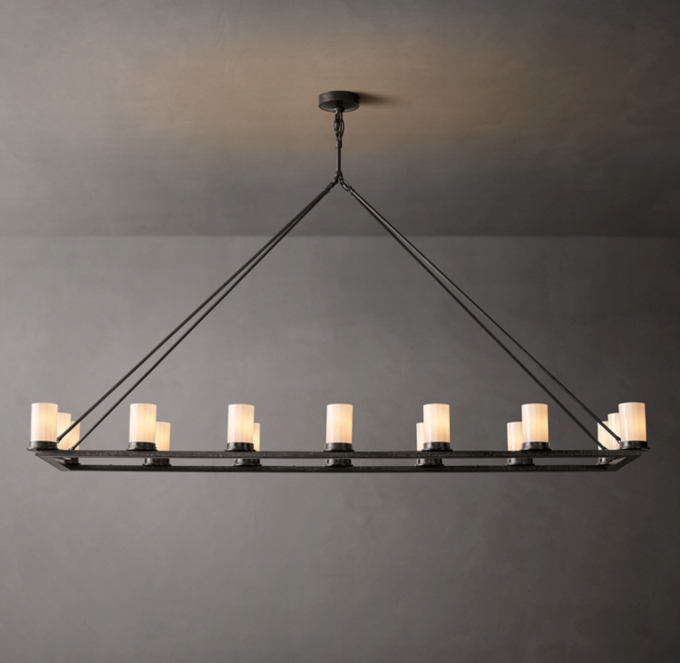 Ondra Linear Milk Glass Chandelier 72\"