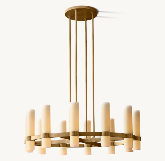 Ravelle Round Milk Glass Chandelier 36\"