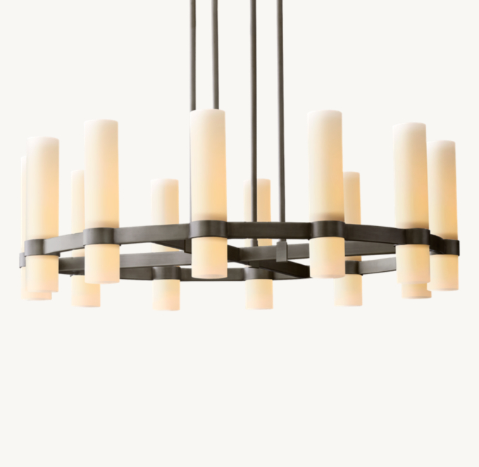 Ravelle Round Milk Glass Chandelier 36\"