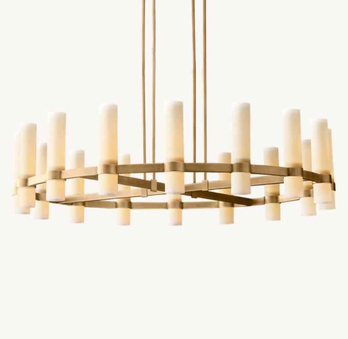 Ravelle Round Milk Glass Chandelier 48\"