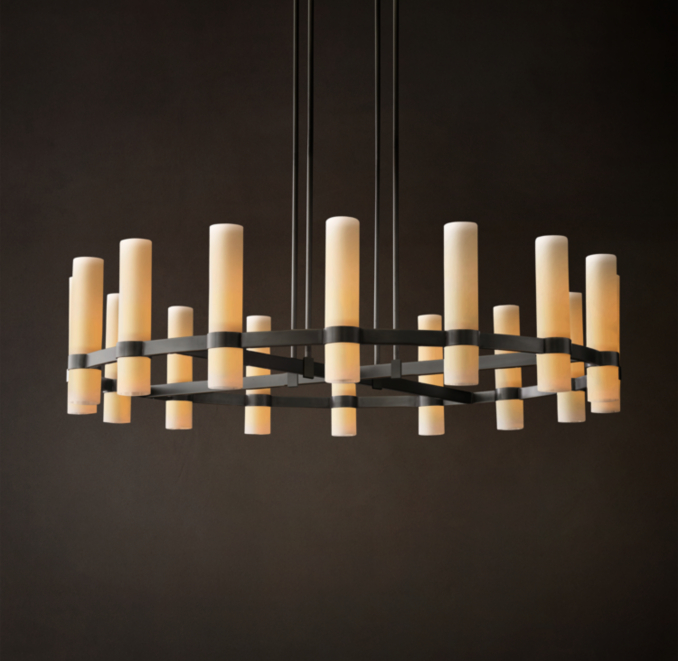 48" chandelier shown in Lacquered Burnished Brass.