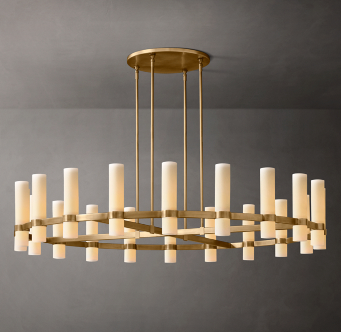 Ravelle Round Milk Glass Chandelier 60\"