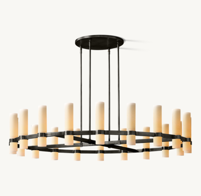 Ravelle Round Milk Glass Chandelier 60\"