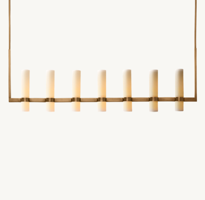 Ravelle Linear Milk Glass Chandelier 59\"