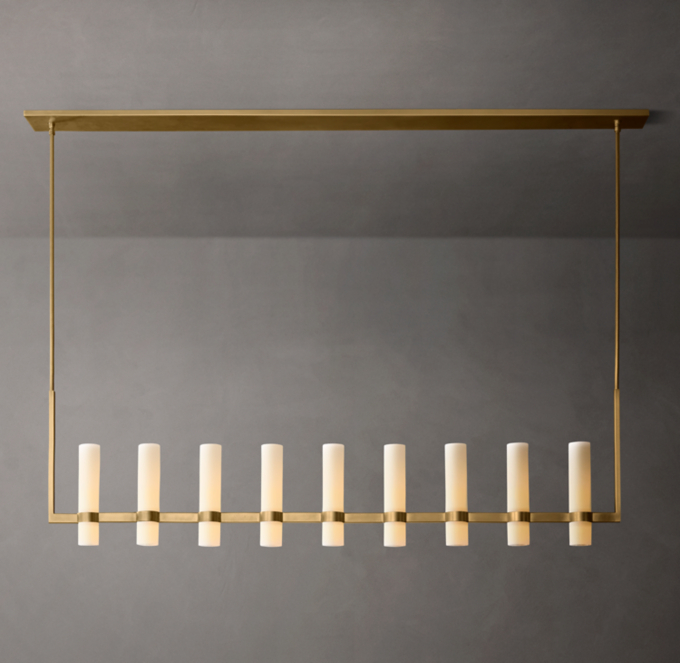 Ravelle Linear Milk Glass Chandelier 71\"