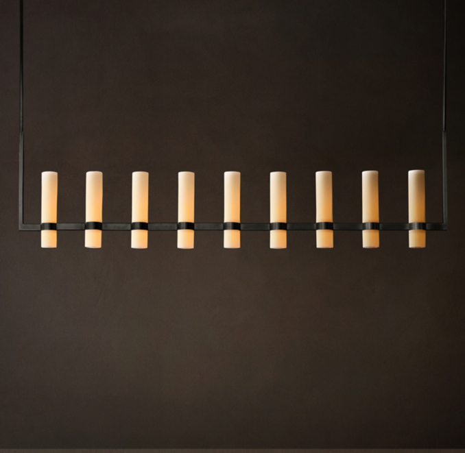 Ravelle Linear Milk Glass Chandelier | RH