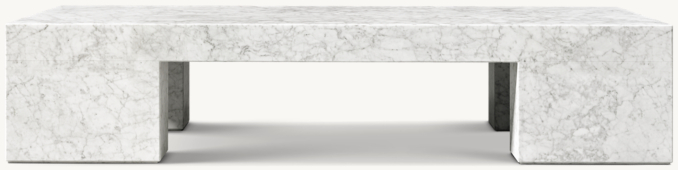 Rectangular table shown in Italian Carrara Marble.