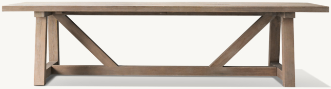 French Beam Teak Rectangular Extension Dining Table