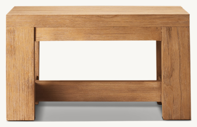 Vue de Face - French Beam - Table D'Appoint Carrée en Teck - Teck Naturel
