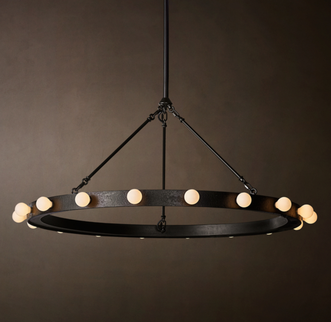 36" chandelier shown in Iron.
