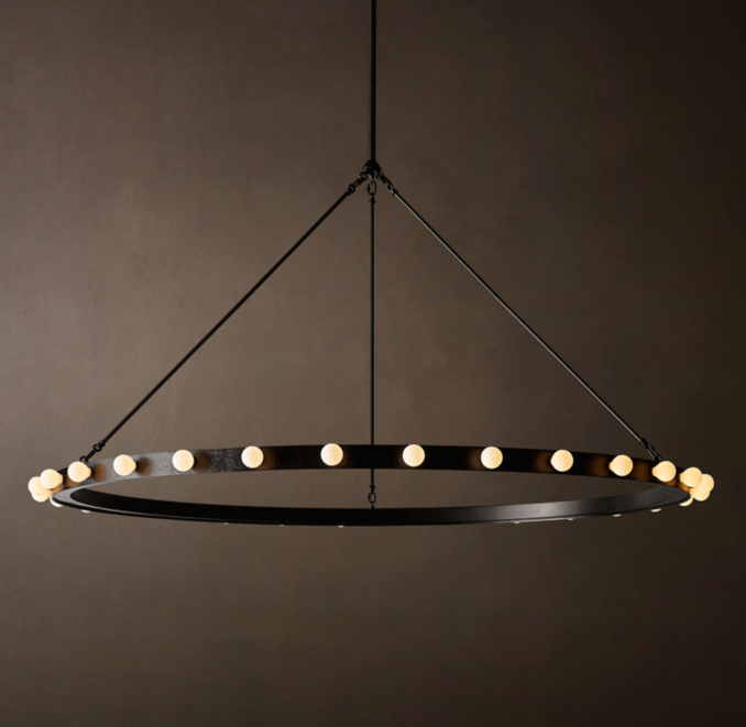 60" chandelier shown in Iron.