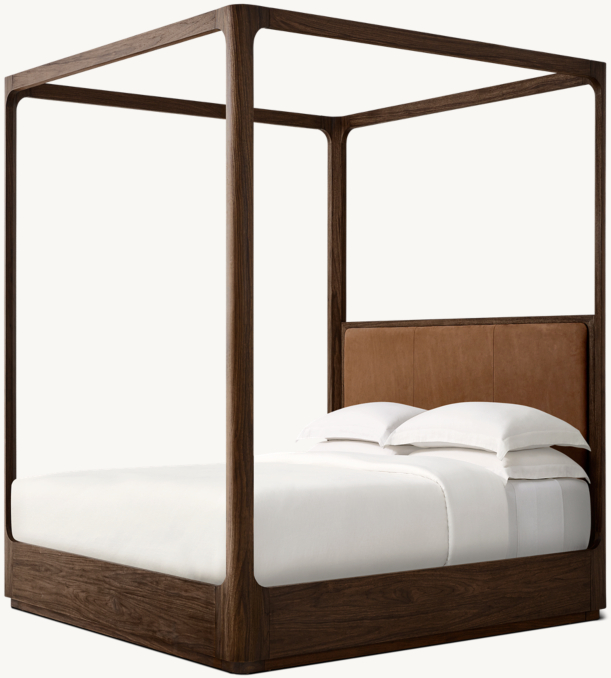 Three Quarter view of Santiago Leather Canopy Bed 