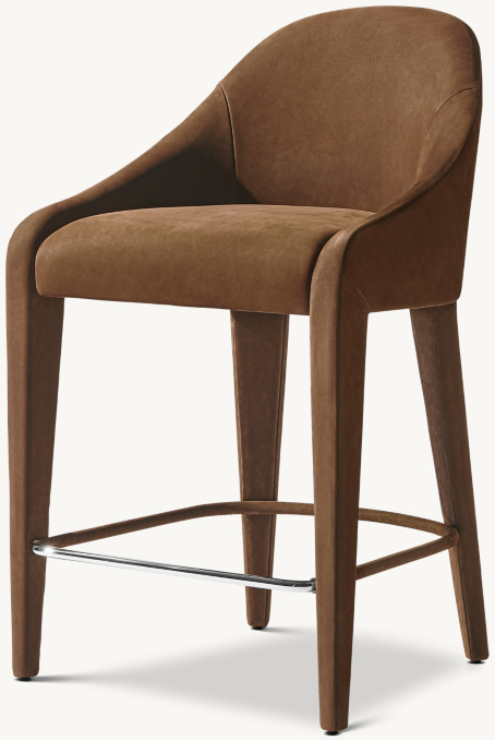 Three Quarter view of Alessia Leather Dining Bar & Counter Stool 