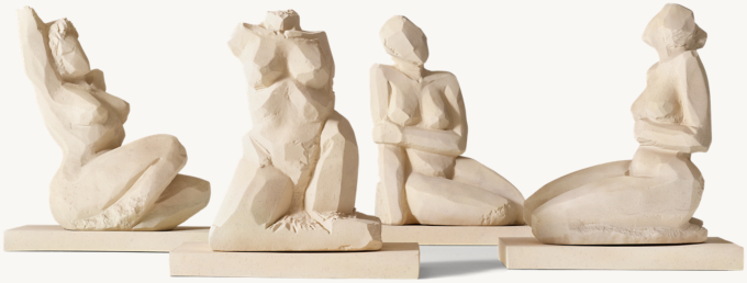 Shown (left to right), Adel Sculpture Style 4, Adel Sculpture Style 3, Adel Sculpture Style 1, Adel Sculpture Style 2.