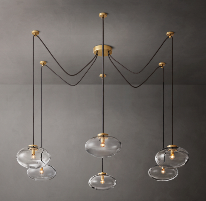 Cabrette Clear Glass Suspended Chandelier 84\"