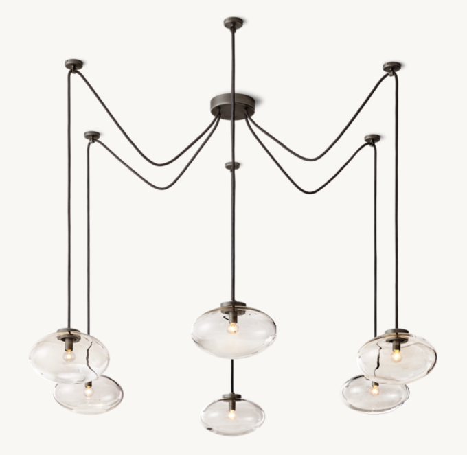 Cabrette Clear Glass Suspended Chandelier 84\"