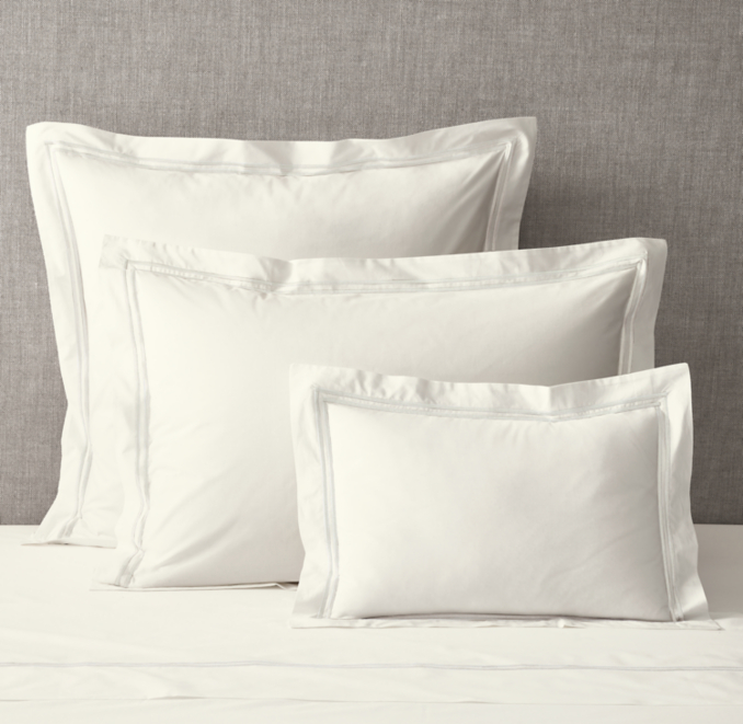 Front view of Italian Ivory Hotel Satin Stitch Sham 