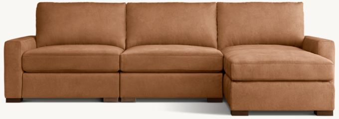 Maxwell Modular Leather Right-Arm Sofa-Chaise Sectional