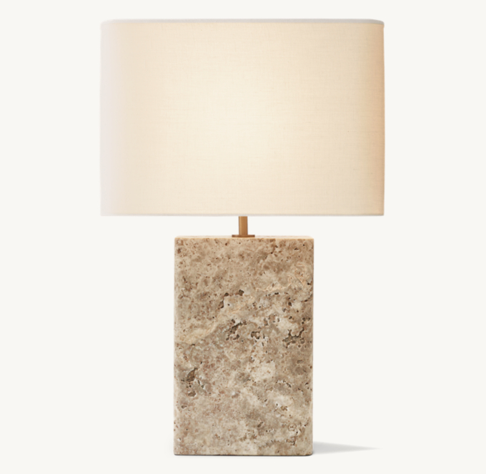 Tallado Tiziano Travertine Convex Table Lamp | RH TEEN