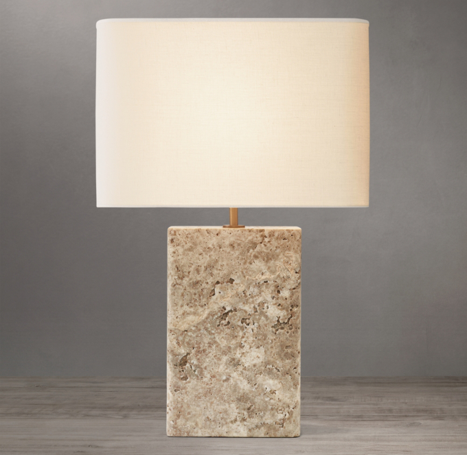 Tallado Tiziano Travertine Rectangular Table Lamp