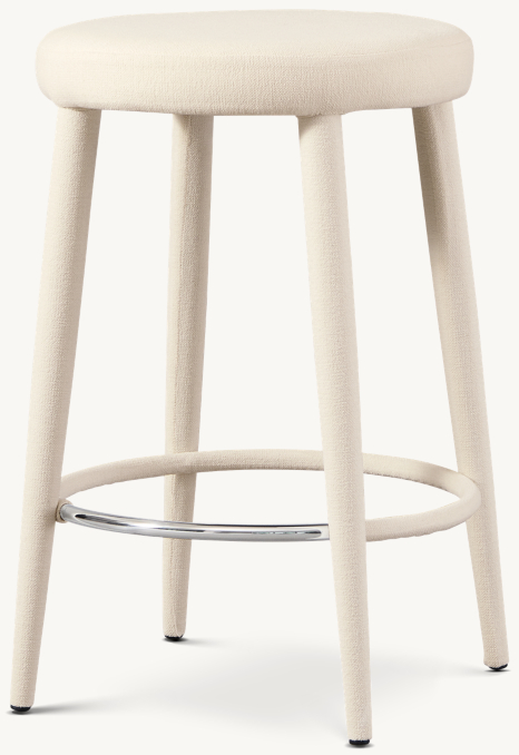 Three Quarter view of Nicola Backless Round Fabric Bar & Counter Stool 