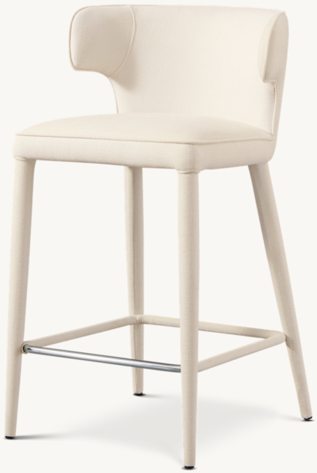 Three Quarter view of Nicola Wing Fabric Bar & Counter Stool 