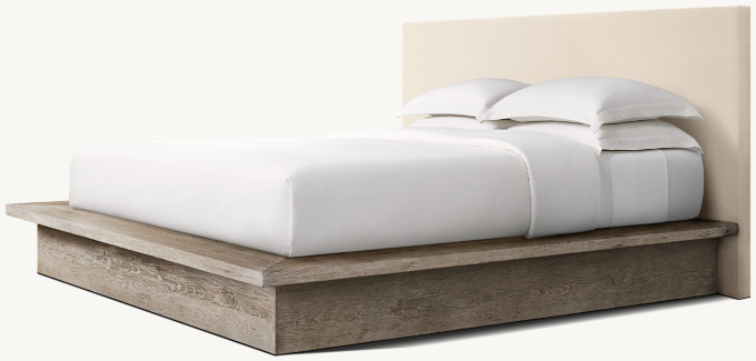Reclaimed Oak Fabric Platform Bed