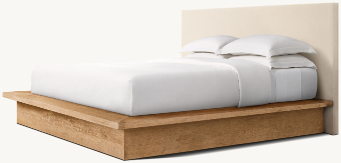 Reclaimed Oak Fabric Platform Bed