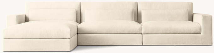 Lugano Slipcovered Modular 3-Piece Left-Arm Sofa-Chaise Sectional
