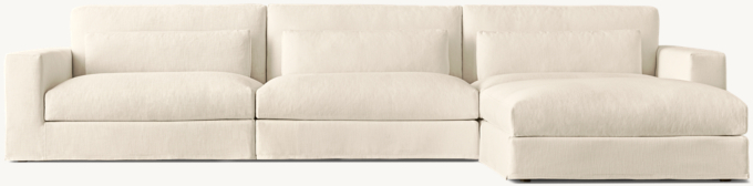 Lugano Slipcovered Modular 3-Piece Right-Arm Sofa-Chaise Sectional