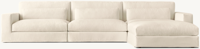 Lugano Slipcovered Modular 3-Piece Right-Arm Chaise Sectional