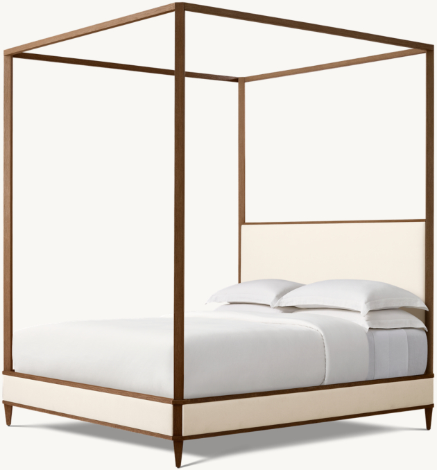 259cm H bed shown in Natural Performance Linen Weave with Brown Oak finish.