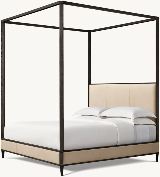 102" bed shown in Italian Cavallino Ivory with Black Oak finish.