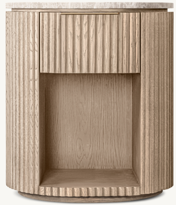 20" nightstand shown in Whitewashed Oak/White Emperador Marble.