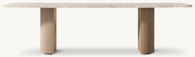 Front view of Byron Stone Rectangular Dining Table 