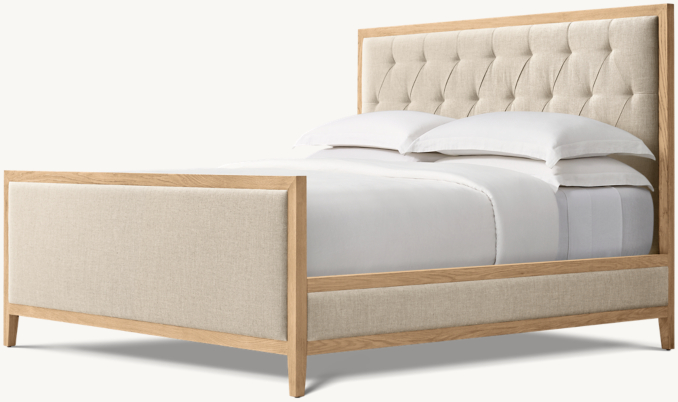 Shown in Sand Belgian Linen with Light Oak finish.