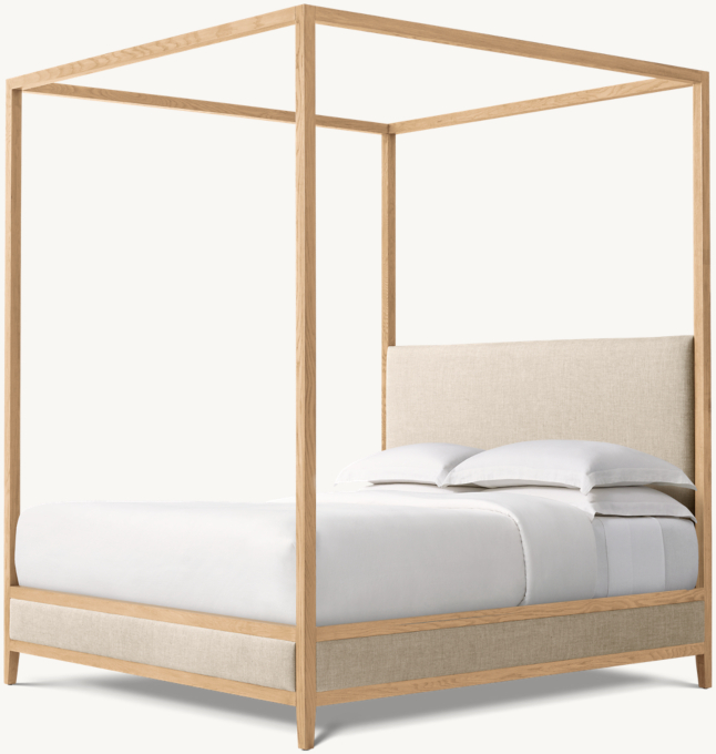 French Contemporary Fabric Panel Canopy Bed