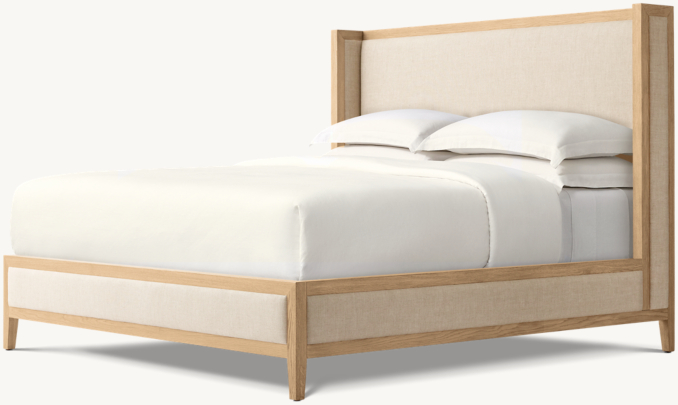 Three Quarter view of French Contemporary Fabric Shelter Bed 