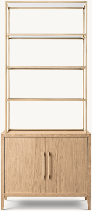 French Contemporary Double-door Open Sideboard & Hutch 