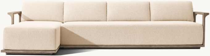 Lagos Teak Left-Arm Sofa-Chaise Sectional