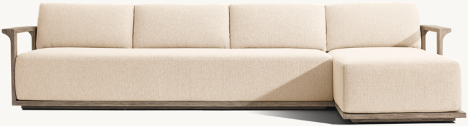 Lagos Teak Right-Arm Sofa-Chaise Sectional