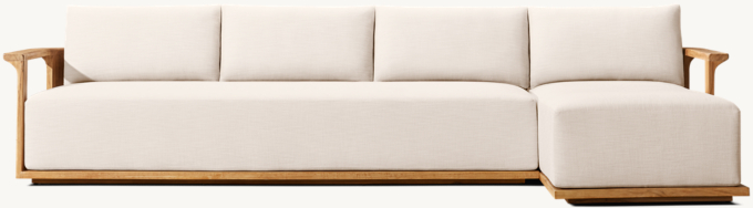 Lagos Teak Right-Arm Sofa-Chaise Sectional