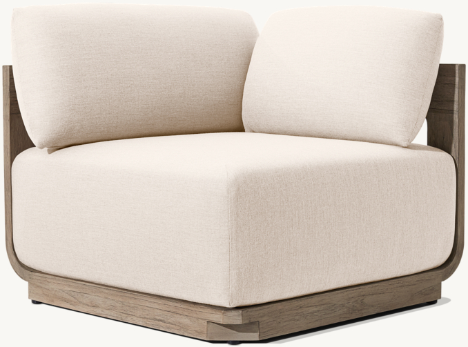 Shown in Aged Teak. Cushions shown in Natural Perennials® Performance Textured Linen Weave.