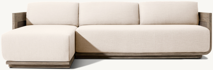 Sedona Cane Teak Left-Arm Sofa-Chaise Sectional