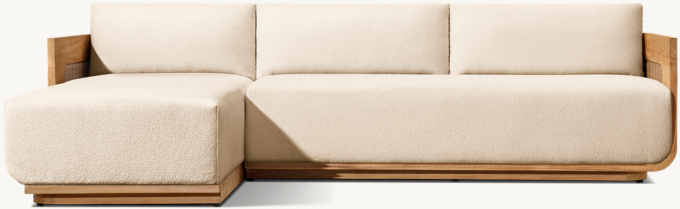 Sedona Cane Teak Left-Arm Sofa-Chaise Sectional