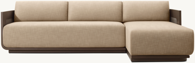 Sedona Cane Aluminum Right-Arm Sofa-Chaise Sectional