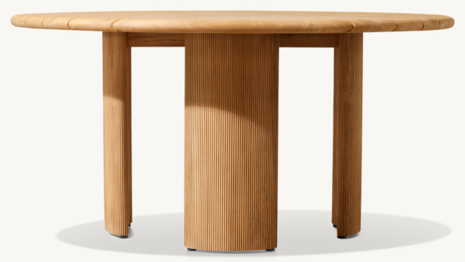 Vue de Face - Striata Teck - Table Ronde - Teck Naturel
