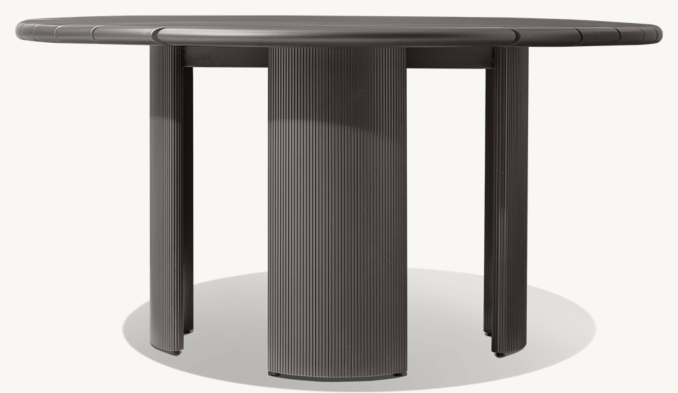 Vue de Face - Striata Aluminium - Table à Manger Ronde - Fer