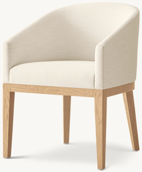 Morgan Barrelback Slope Arm Fabric Dining Armchair 