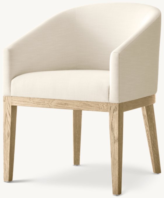 Morgan Barrelback Slope Arm Fabric Dining Armchair 